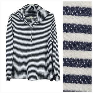 Talbots Nautical Stripe French Terry Cowl Neck Pullover Long Sleeve Sweatshirt